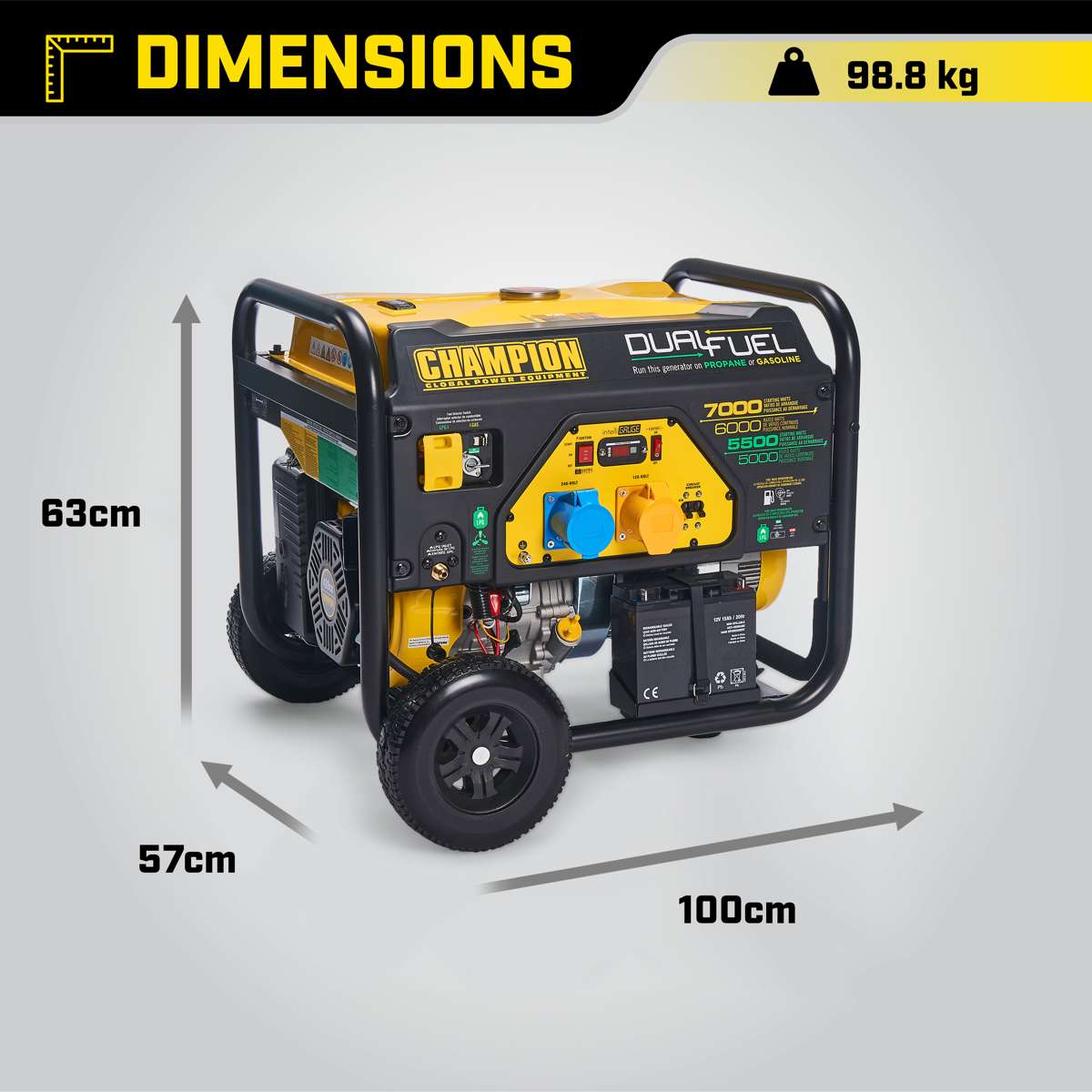 Dwupaliwowy generator LPG Champion o mocy 7000 W