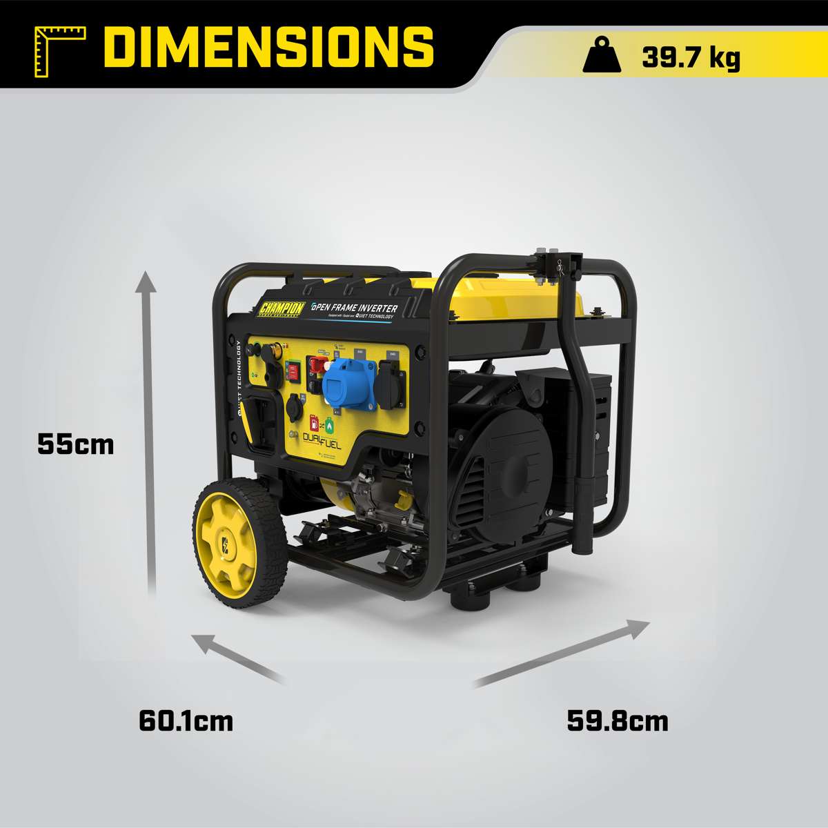 Cyfrowy generator hybrydowy Champion 3600 W zasilany podwójnym paliwem