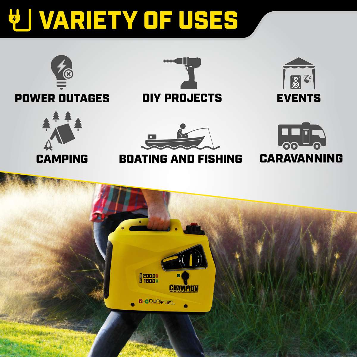 Dwupaliwowy generator Champion 2000 W LPG