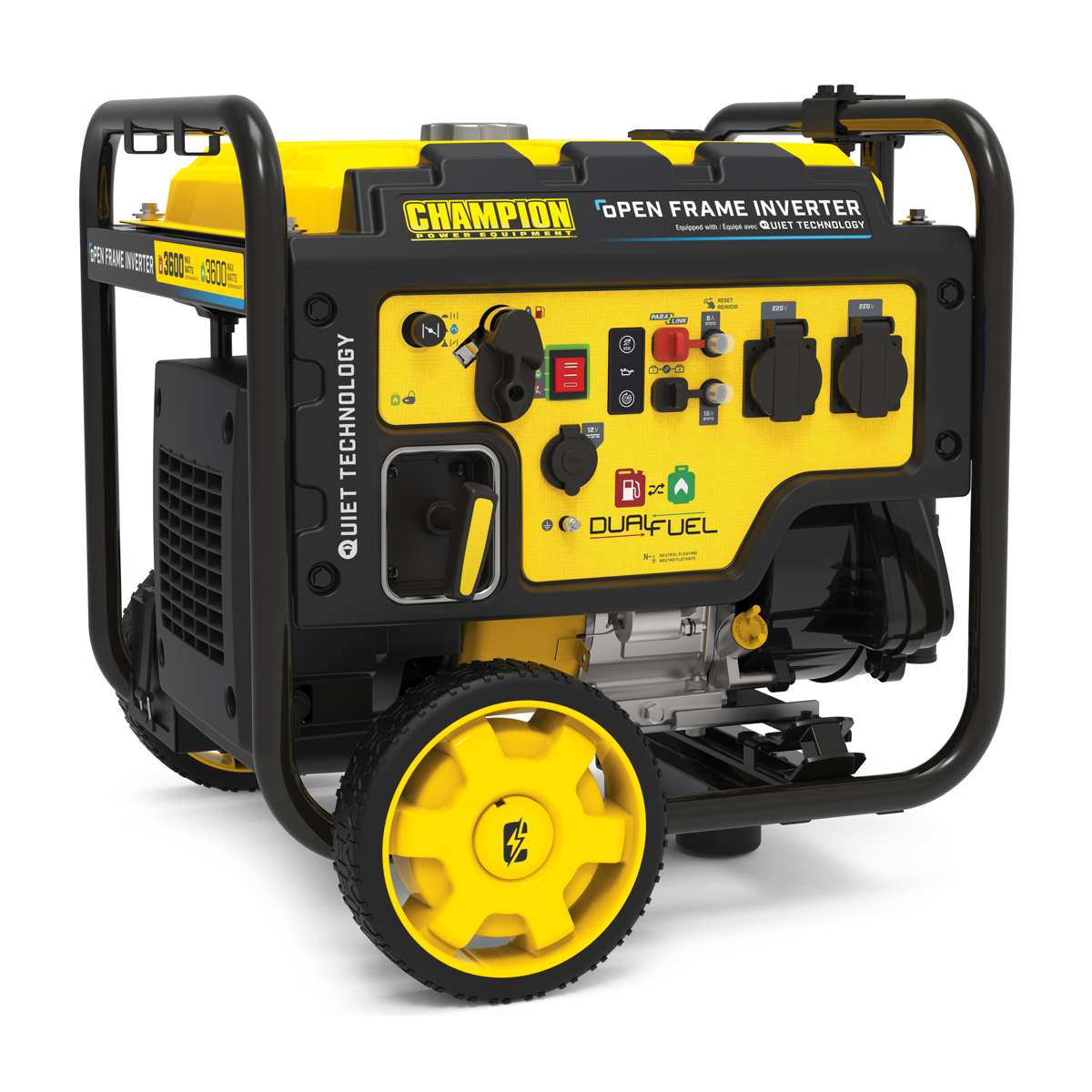 Cyfrowy generator hybrydowy Champion 3600 W zasilany podwójnym paliwem