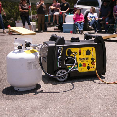 Dual Fuel Inverter Generator with propane canister